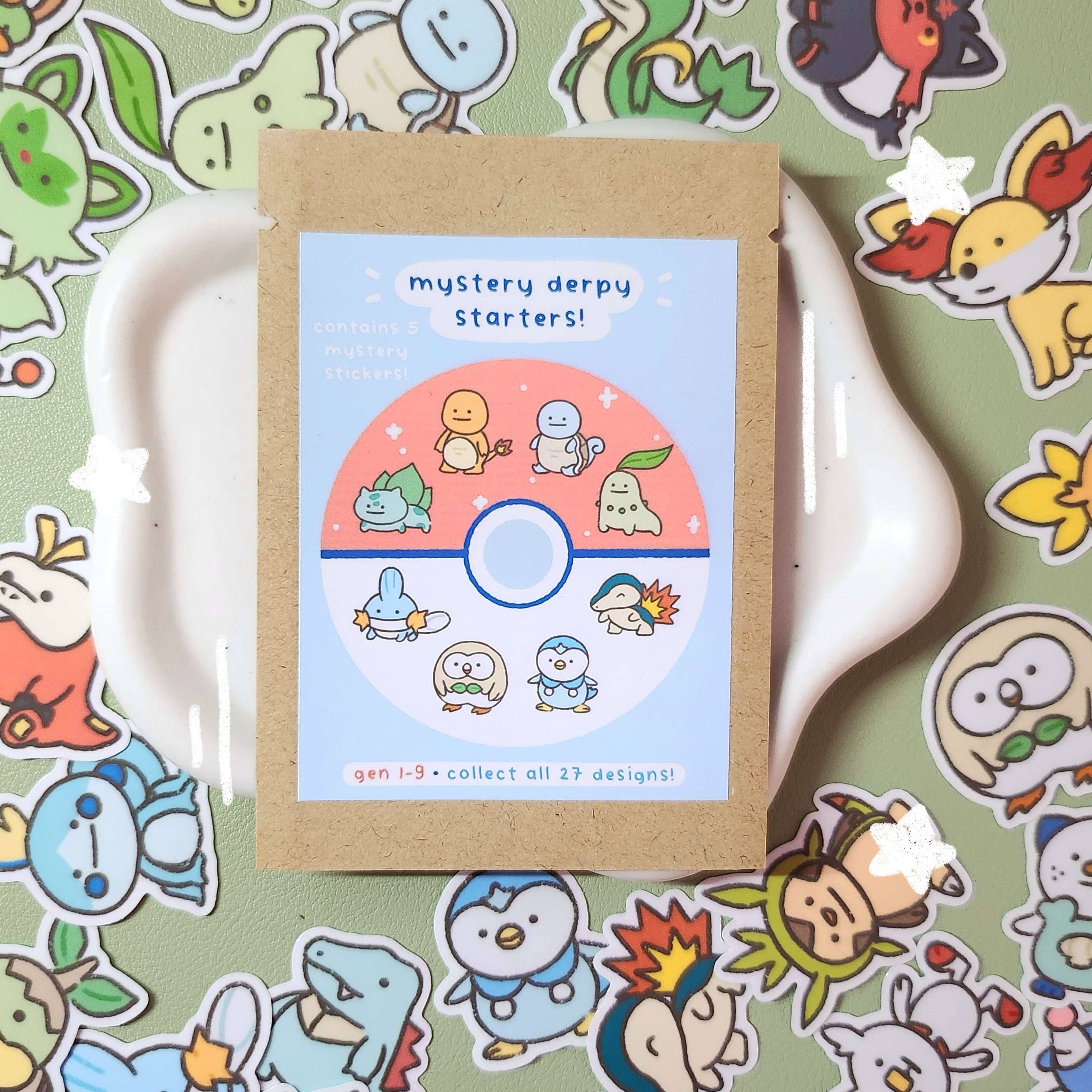 Poke Derpy Starters Mystery Sticker Blind Bag