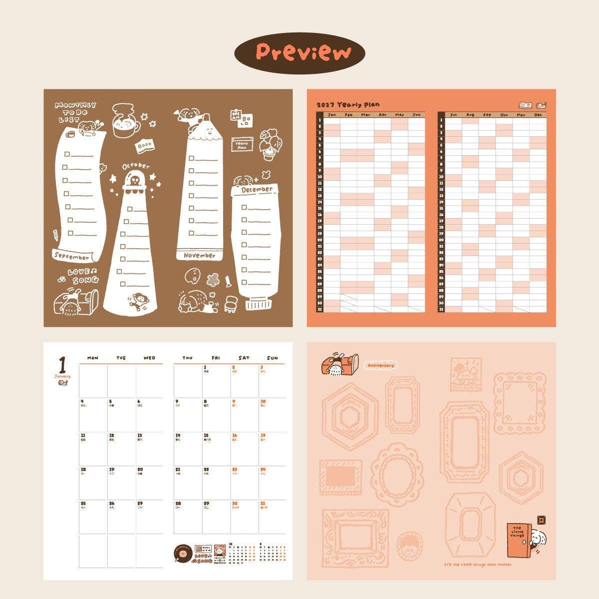 2027 Monthly Planner Insert for Travelers Notebook