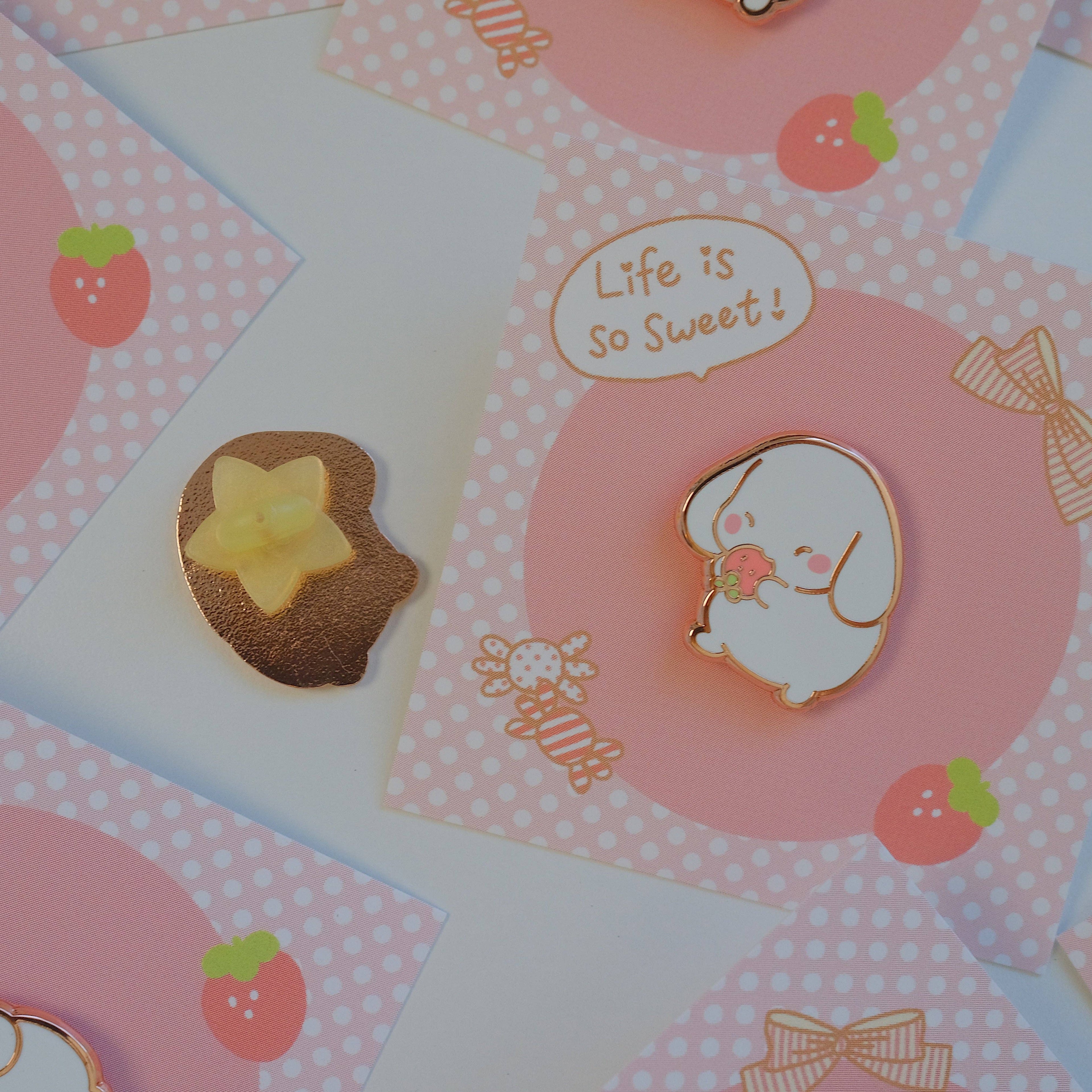 Strawberry Bunny Enamel Pin