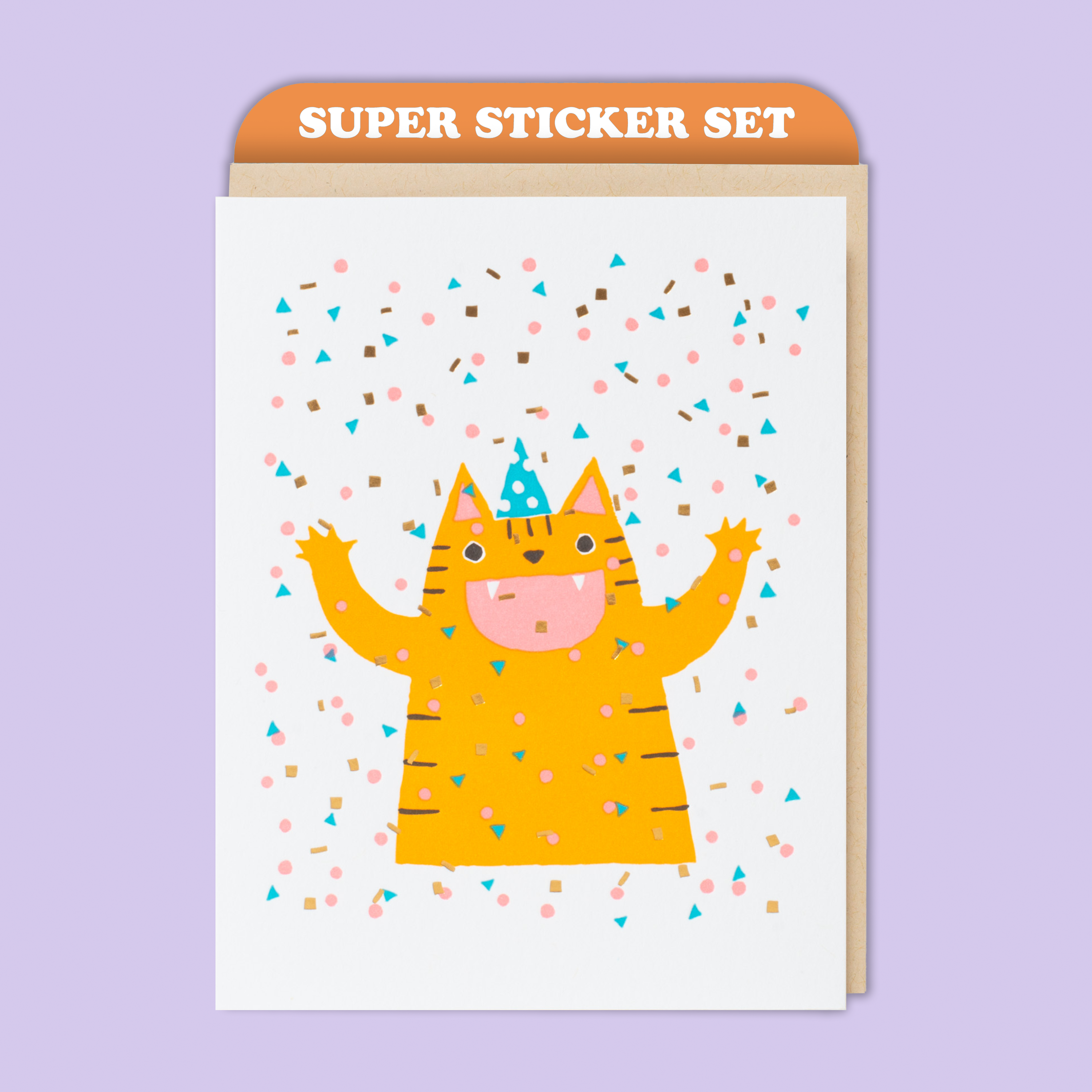 Card & Sticker Sheet Set - Cat Confetti Bday