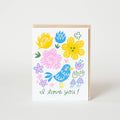 Love You Bird Letterpress Greeting Card by Fugu Fugu