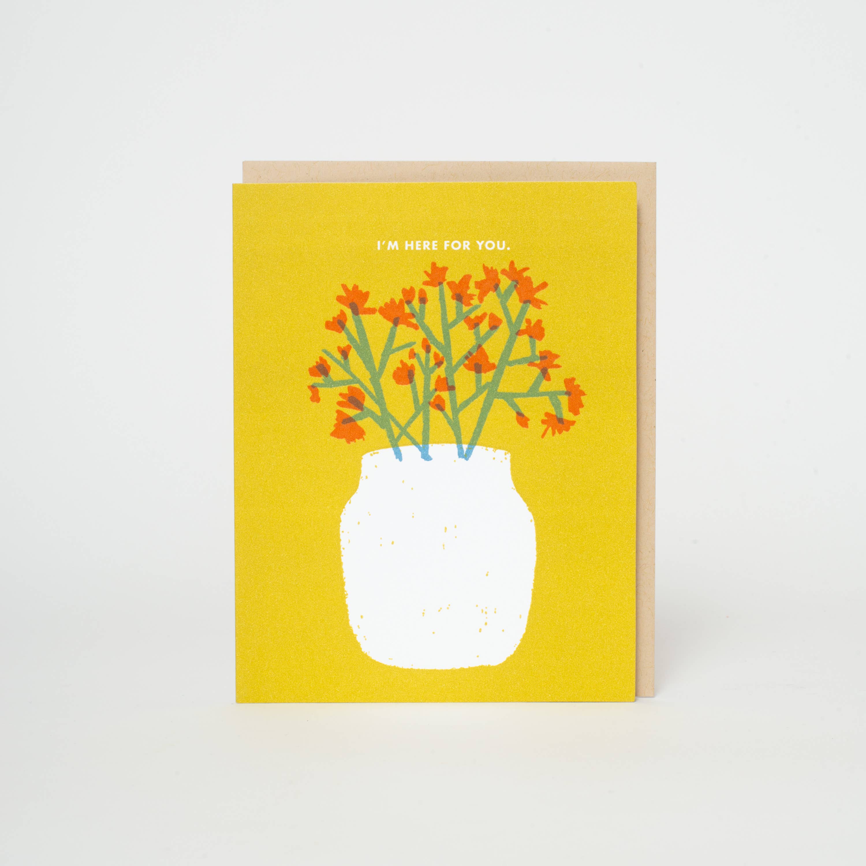 Sympathy Here For You Flowers Letterpress Greeting Card by Egg Press
