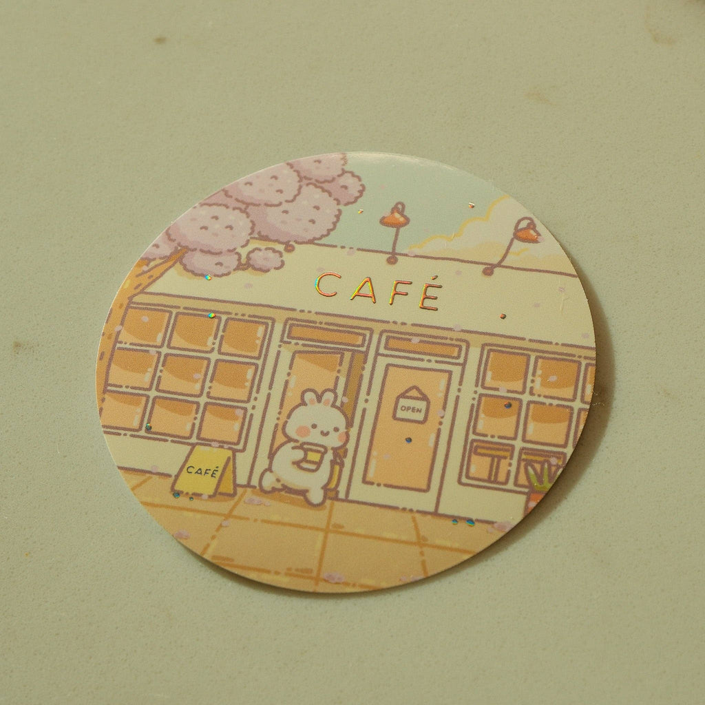 Morning Cafe - California Series Die Cut Sticker