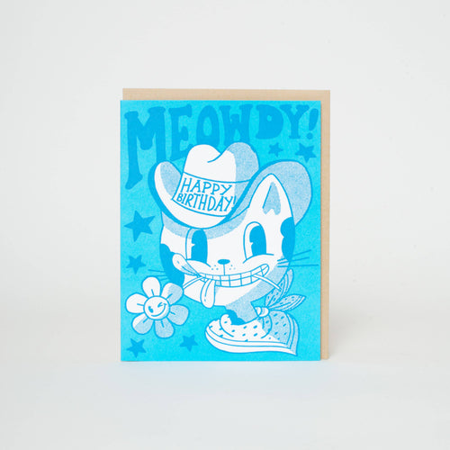 Birthday Meowdy Cat Letterpress Greeting Card by Hello!Lucky