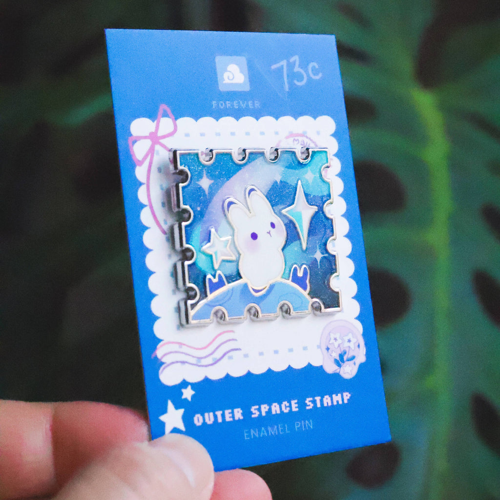 Enamel Pin - Rabbit in Outerspace Stamp