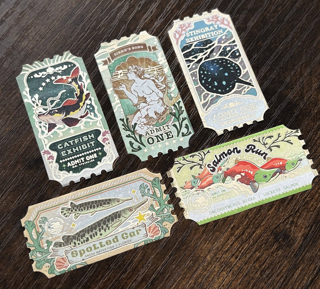 Gold Foil Fresh Water Ticket Washi Tape
