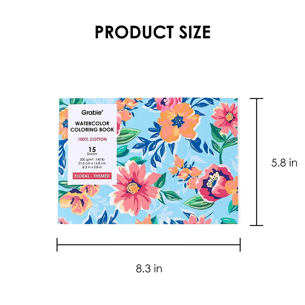 Grabie - 140LB Floral-Themed Watercolor Coloring Book