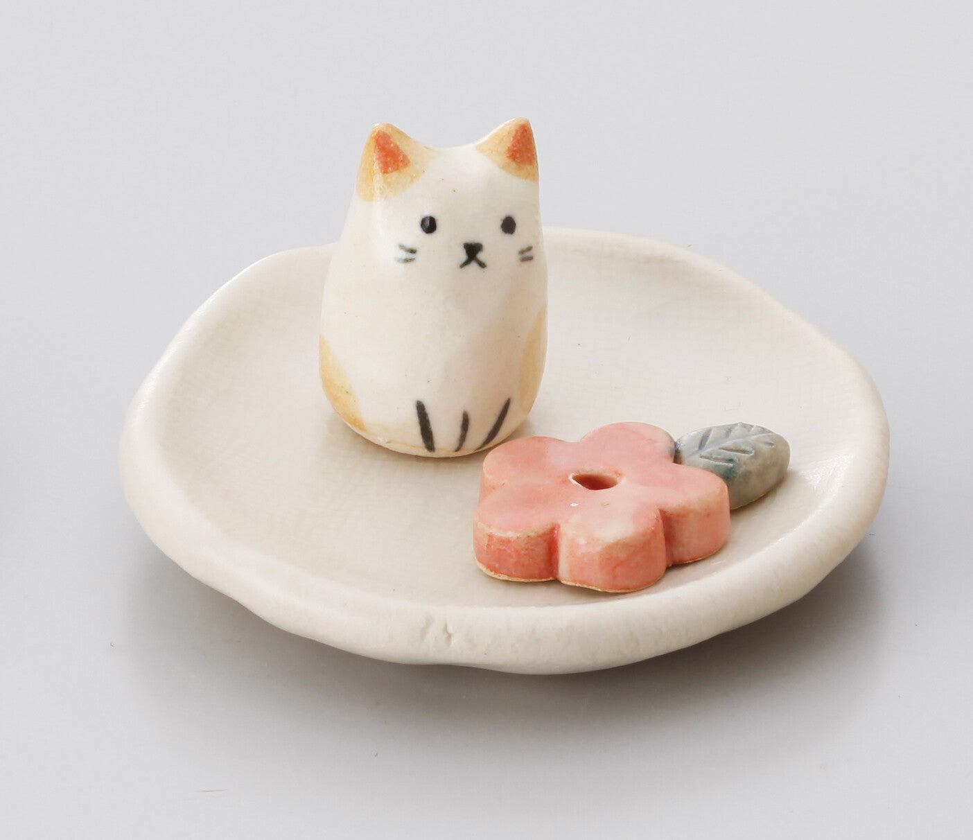 Orange Spotted Cat Incense Stick Holder