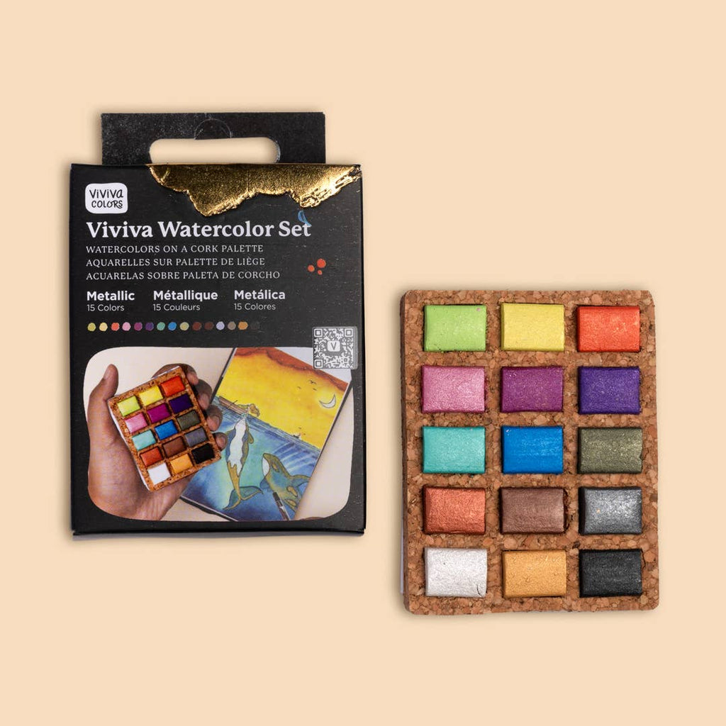 Watercolor Mini Pans - Metallic 15 Colors
