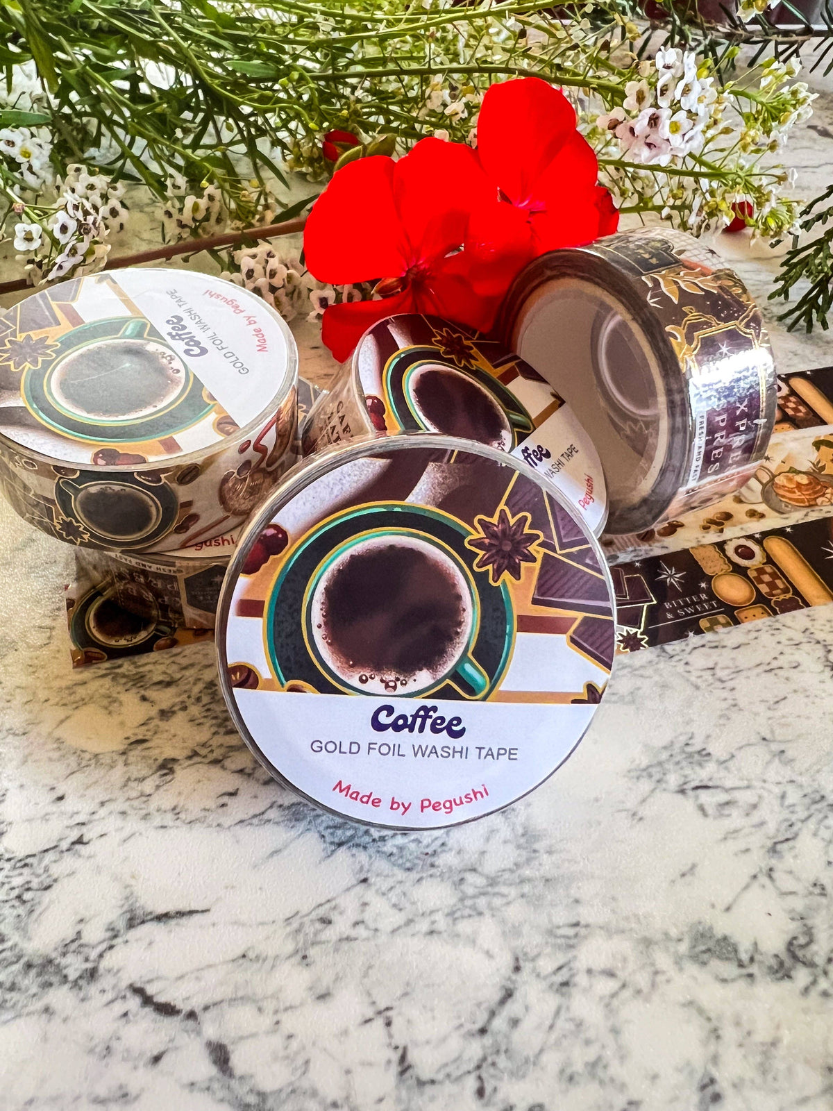Gold Foil Coffee Washi Tape