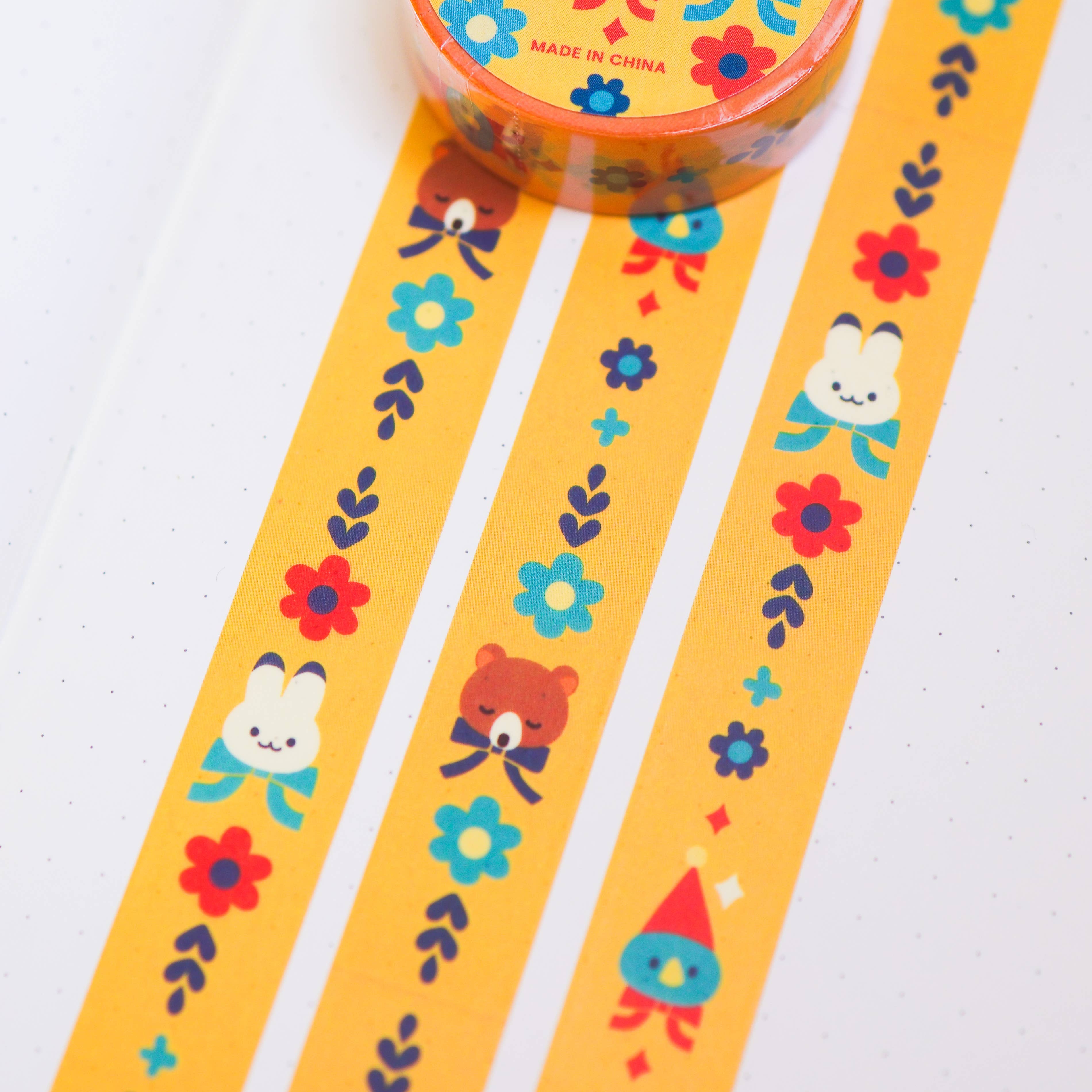 Bear, Rabbit, and Blue Bird Washi Tape