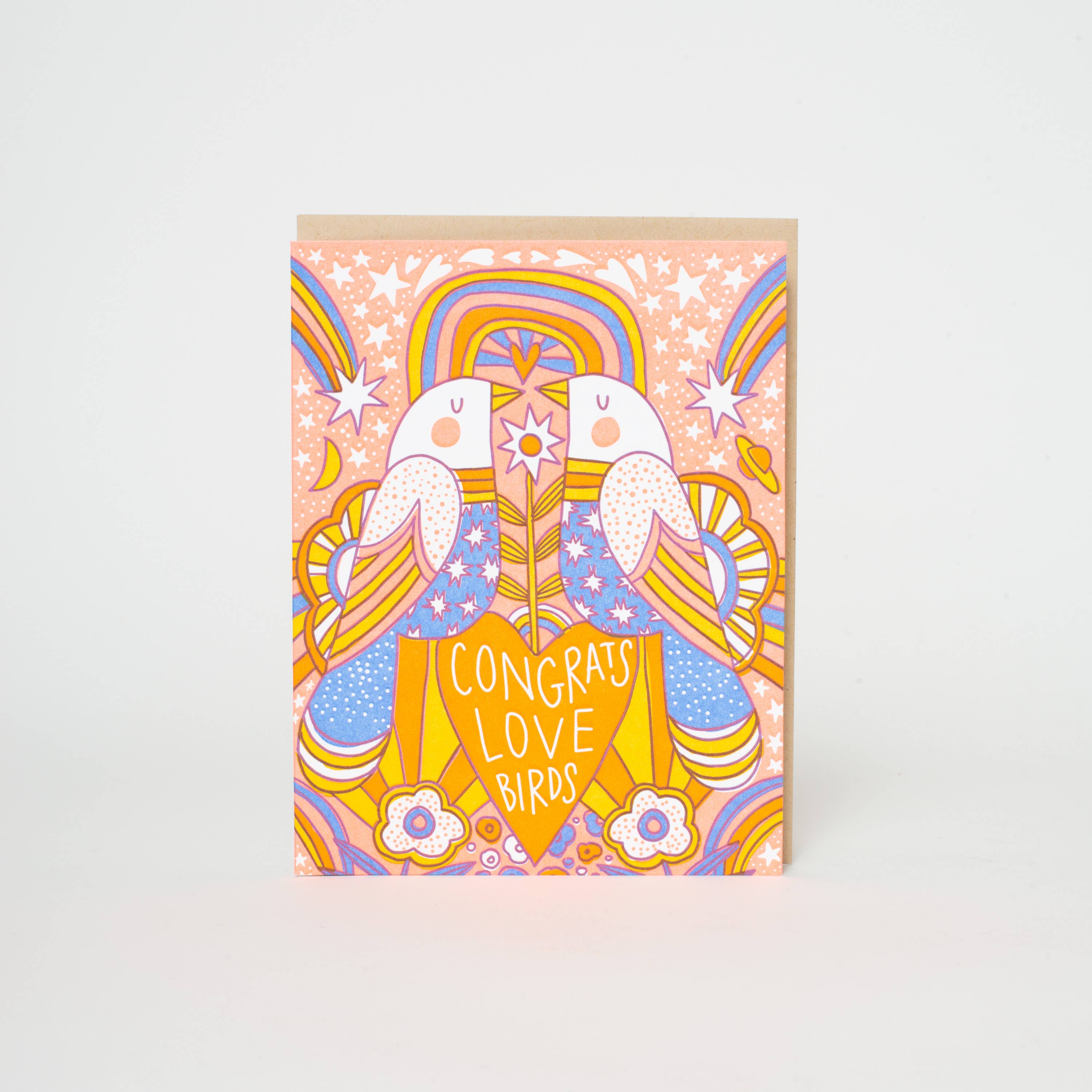 Wedding Congrats Love Birds Letterpress Greeting Card by Hello!Lucky