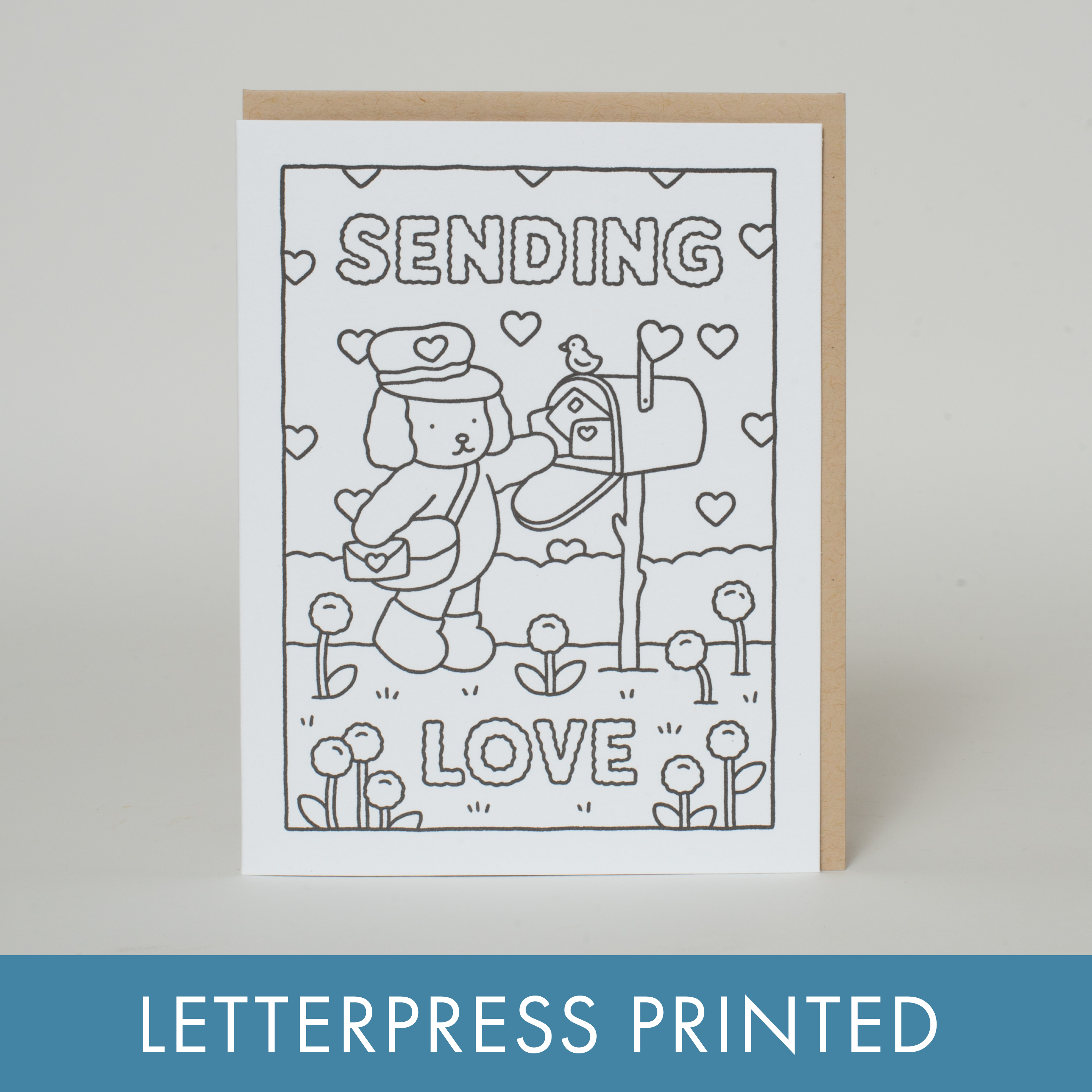 Sending Love Puppy Coloring Greeting Card by Bobbie Goods