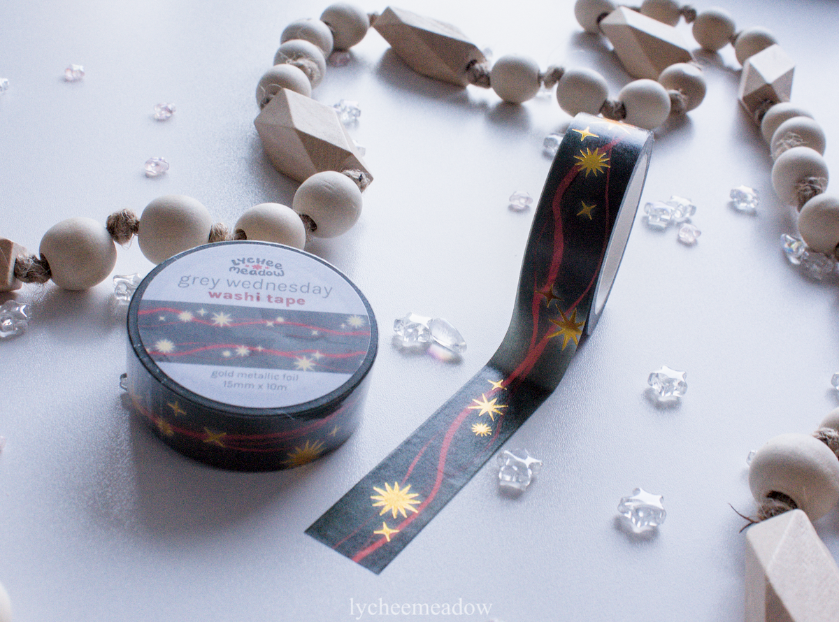 Grey Wednesday Gold Metallic Foil Washi Tape