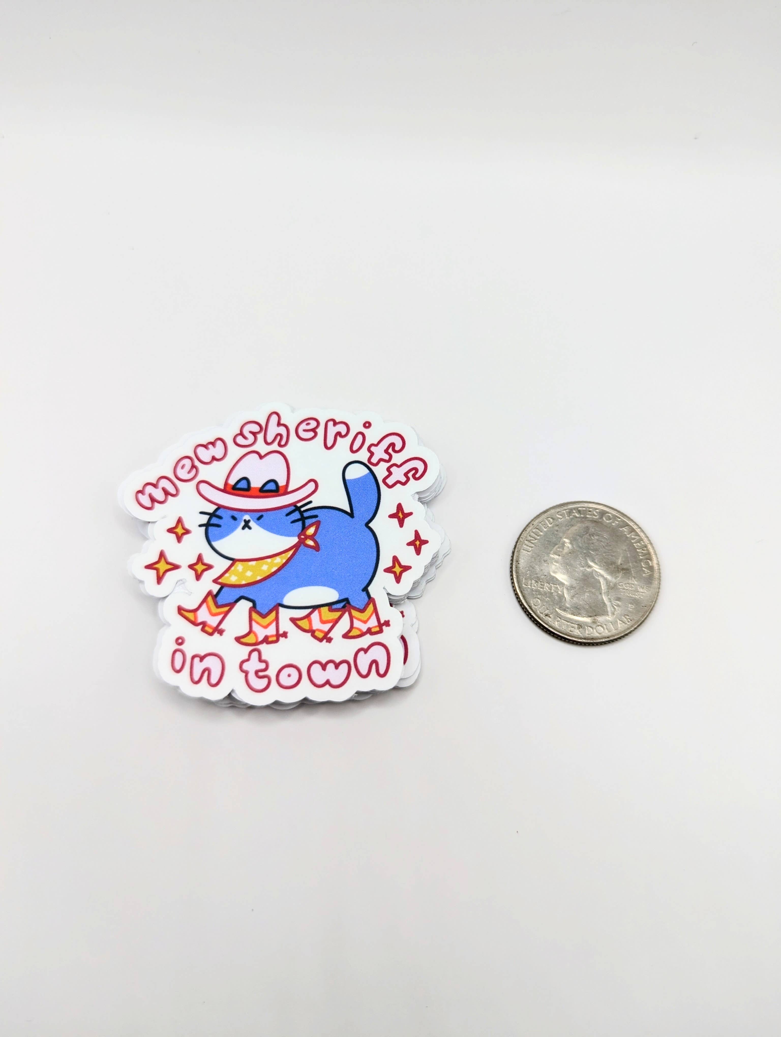 "Mew Sheriff In Town" Cowboy Cat Vinyl Sticker