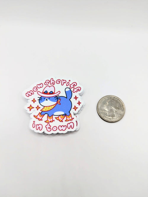 "Mew Sheriff In Town" Cowboy Cat Vinyl Sticker