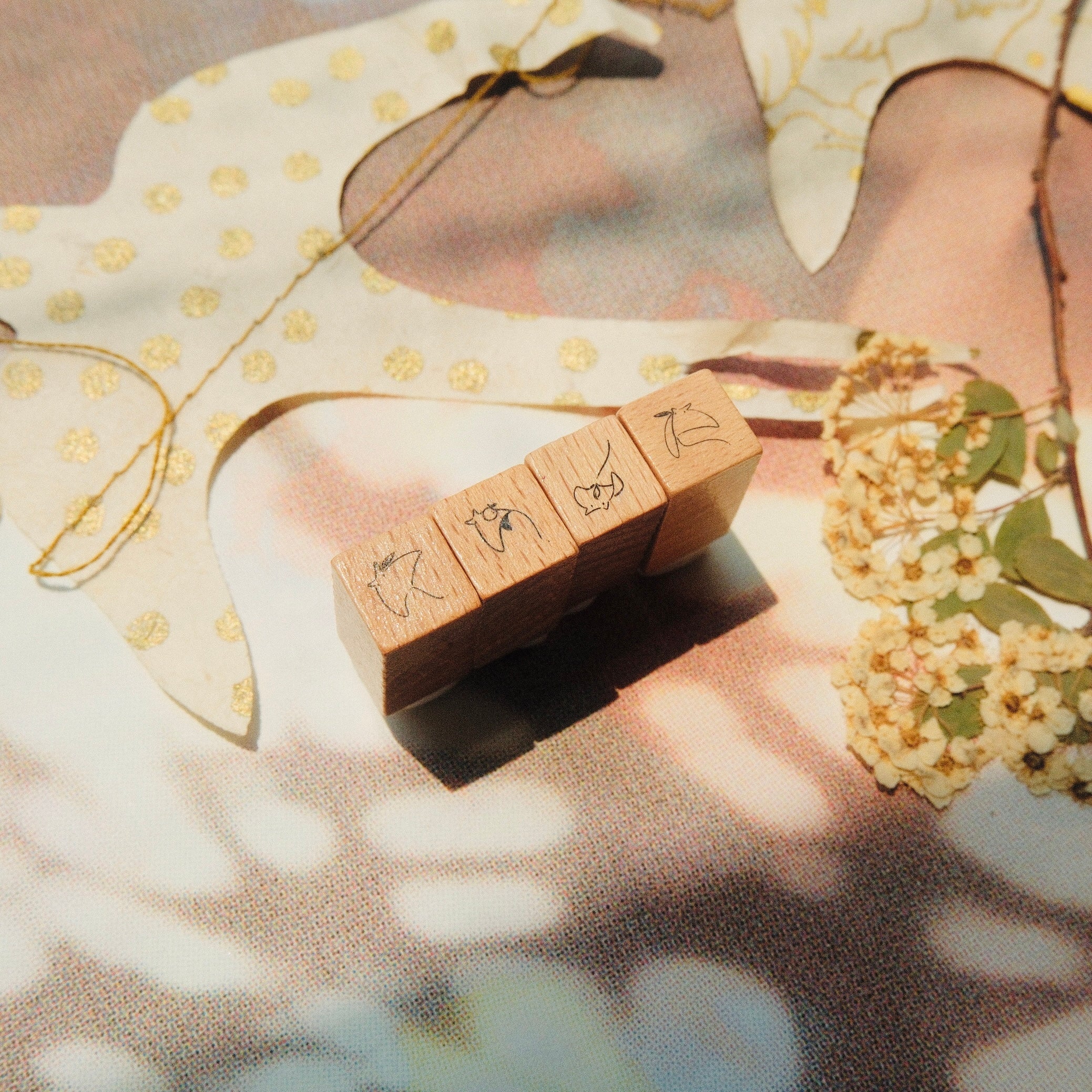 Wooden Stamp Set of 4 - Tiny Mikan Manta