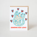 Sending You Love Cat Letterpress Greeting Card by Fugu Fugu