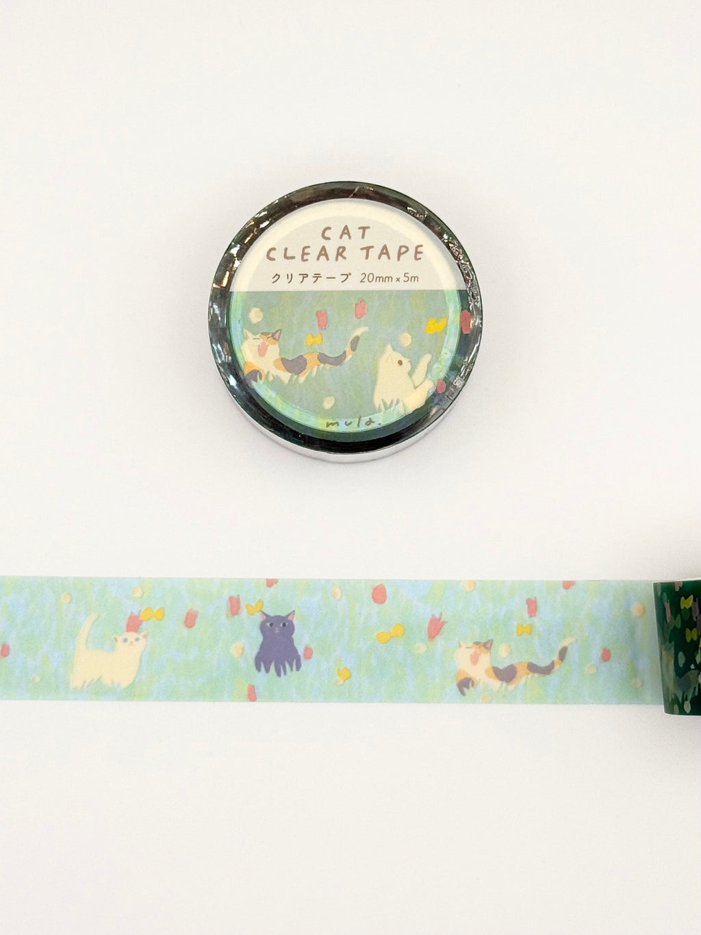 mula x RYURYU Clear Tape - Cat & Flower Field