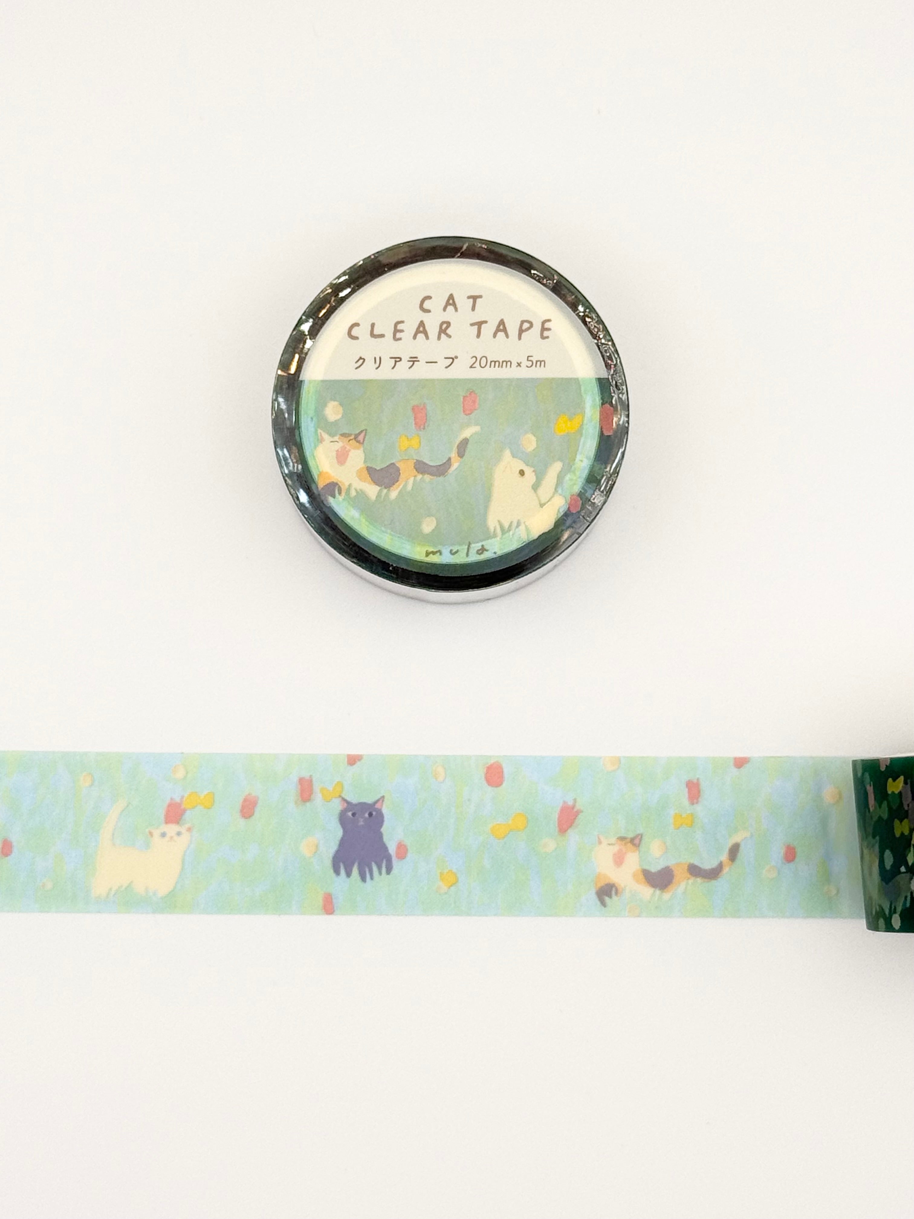 mula x RYURYU Clear Tape - Cat & Flower Field