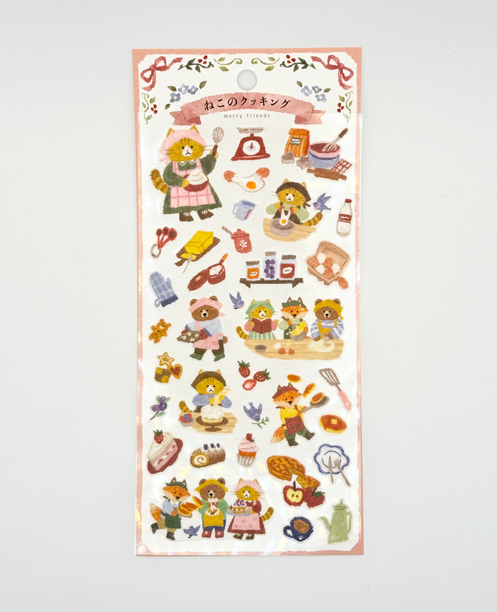 MindWave Kitera Sticker Sheet - Merry Friends Series - Cat no Cooking