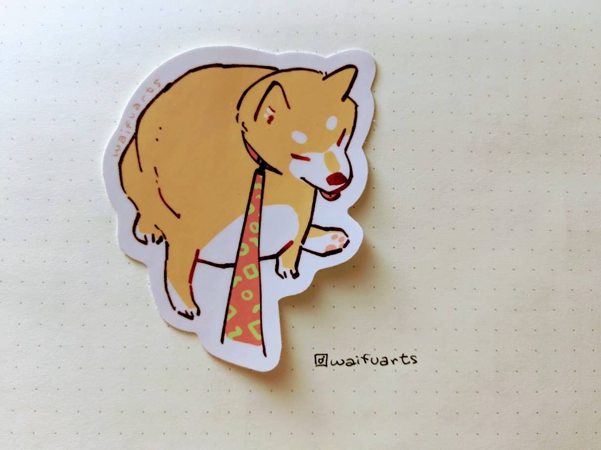 Reluctant Shiba Inu Vinyl Sticker #2