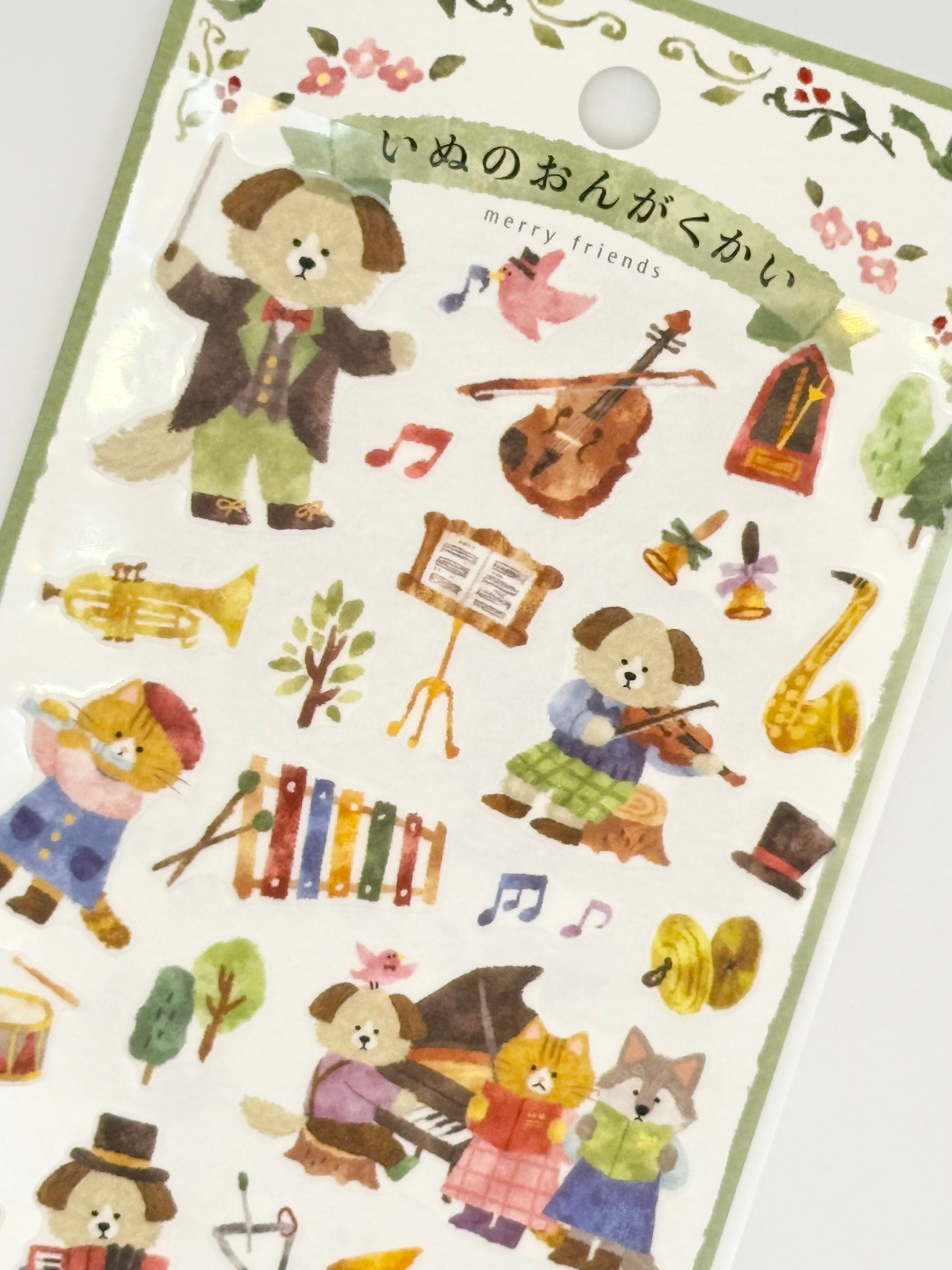 MindWave Kitera Sticker Sheet - Merry Friends Series - Inu no Ongakukai