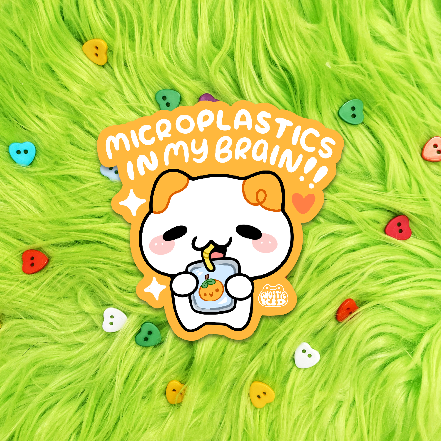 Microplastics in my Brain Cat - Vinyl Sticker Silly