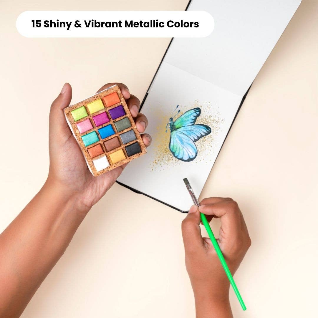 Watercolor Mini Pans - Metallic 15 Colors