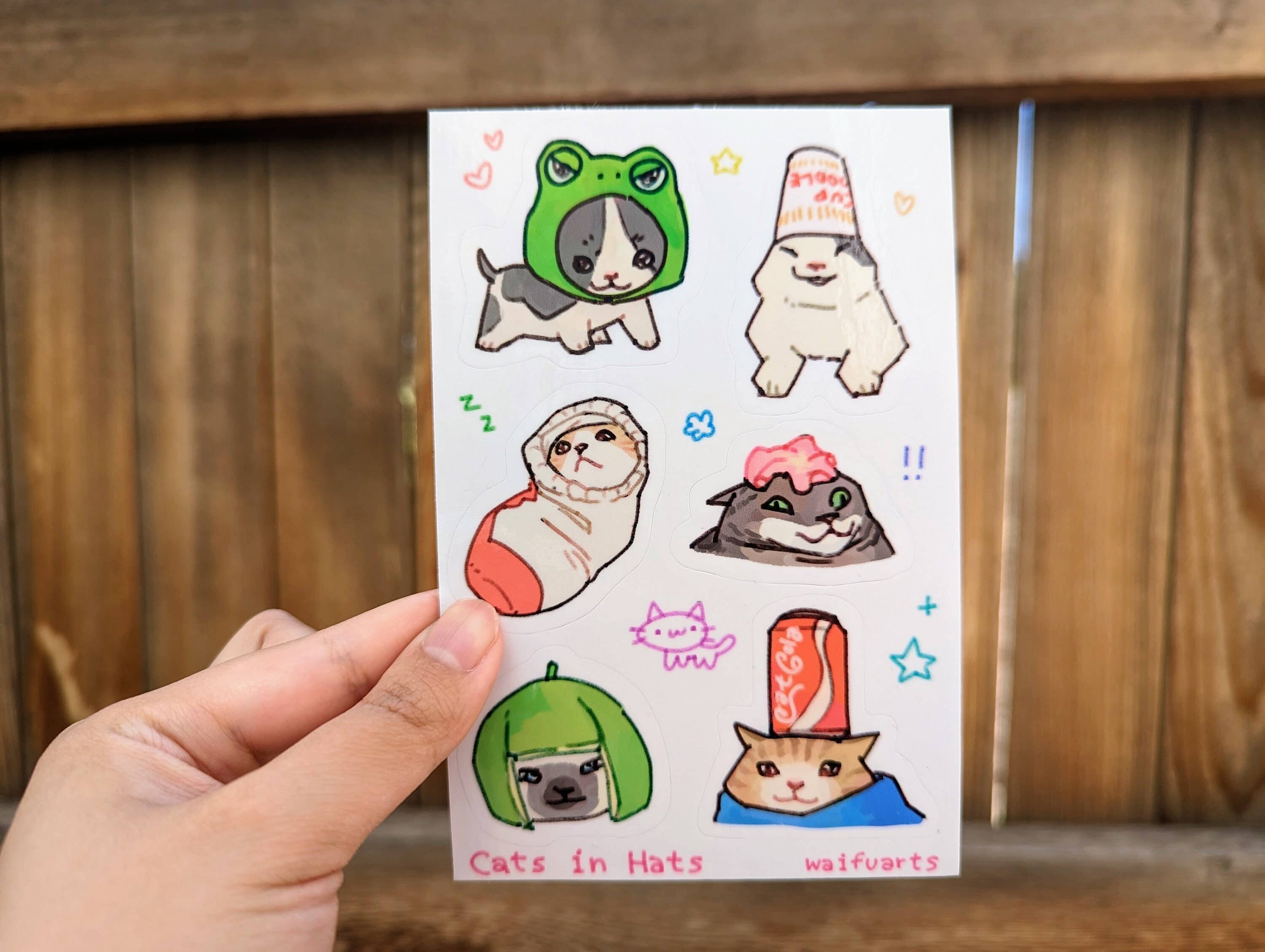 Cats In Hats Vinyl Sticker Sheet