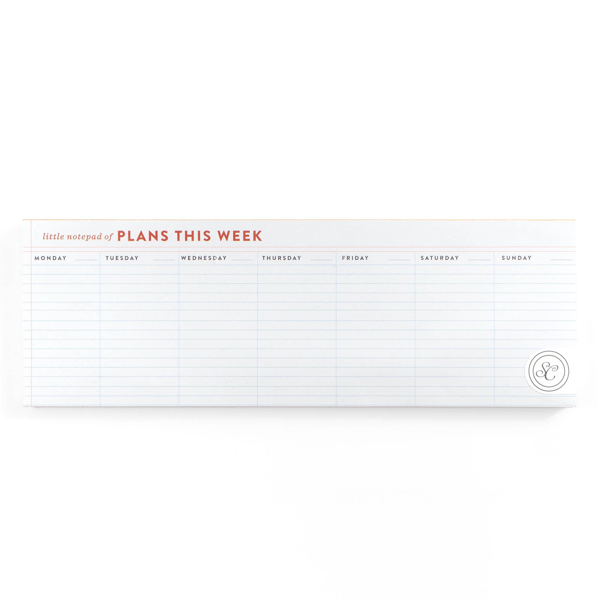 Plans This Week Horizontal Memo Pad