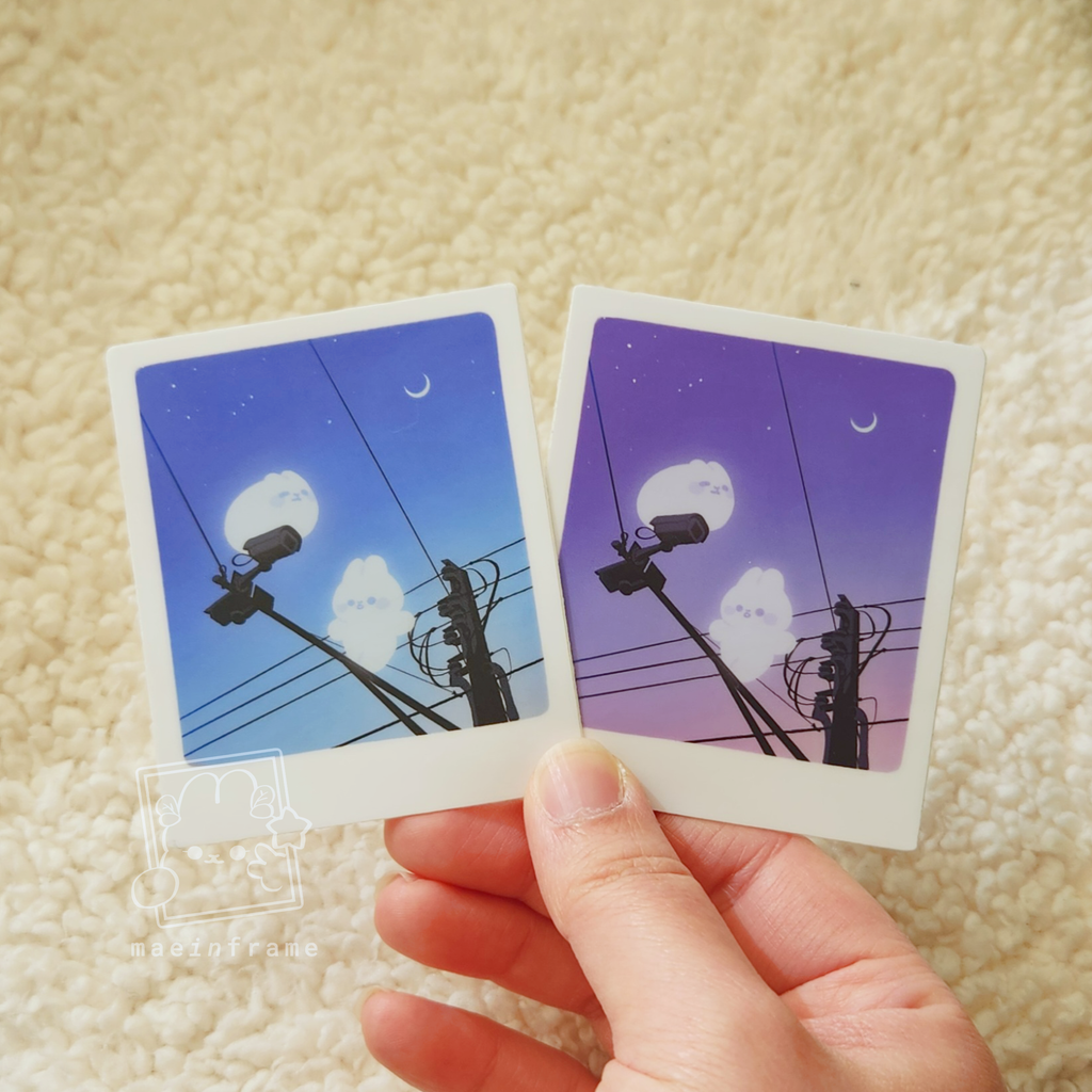 Ghost bun polaroid | diecut sticker