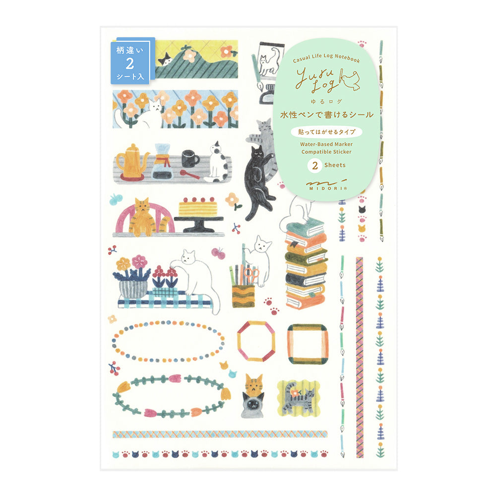 Yuru Log Sticker Sheet - Cat