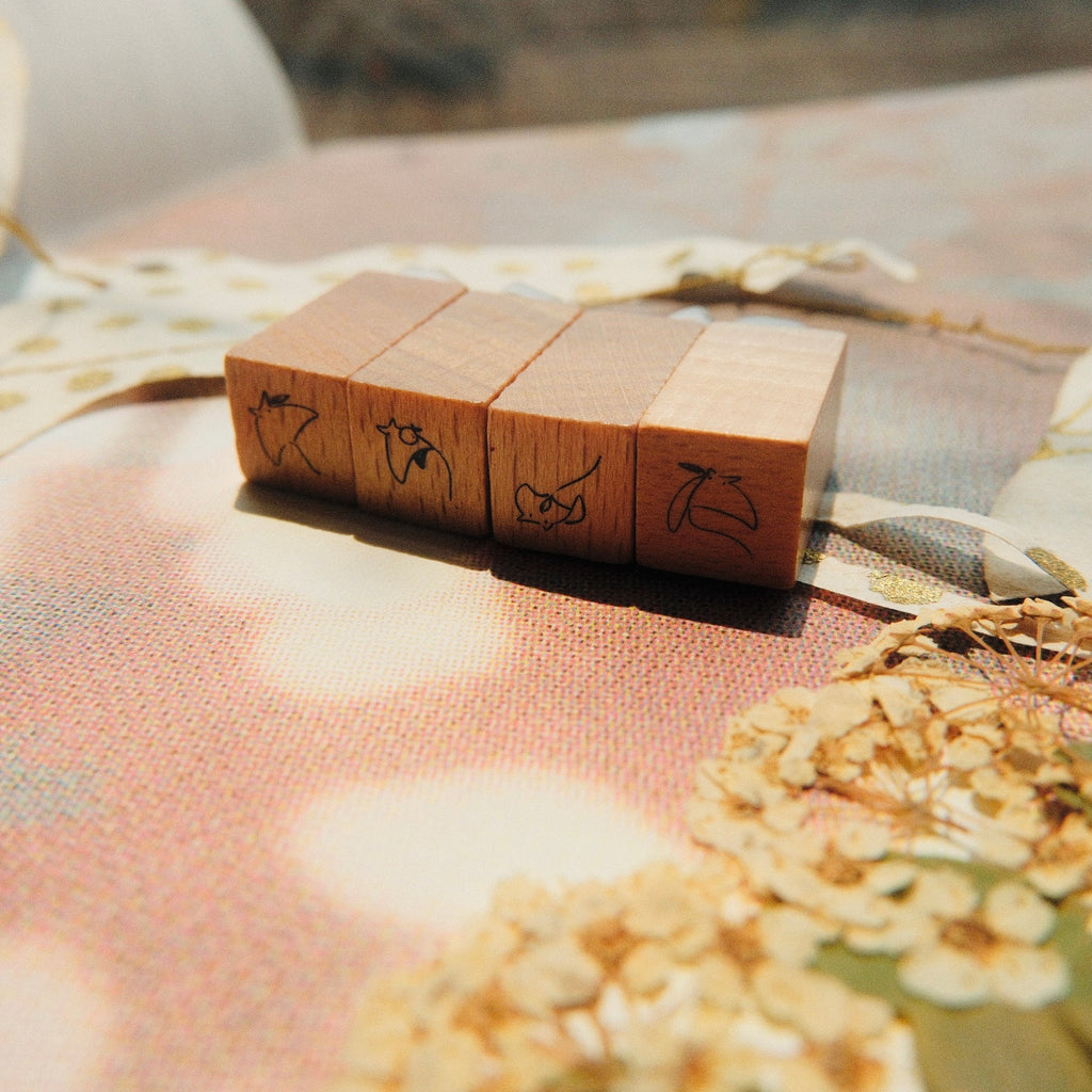 Wooden Stamp Set of 4 - Tiny Mikan Manta