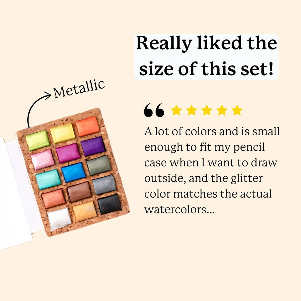 Watercolor Mini Pans - Metallic 15 Colors
