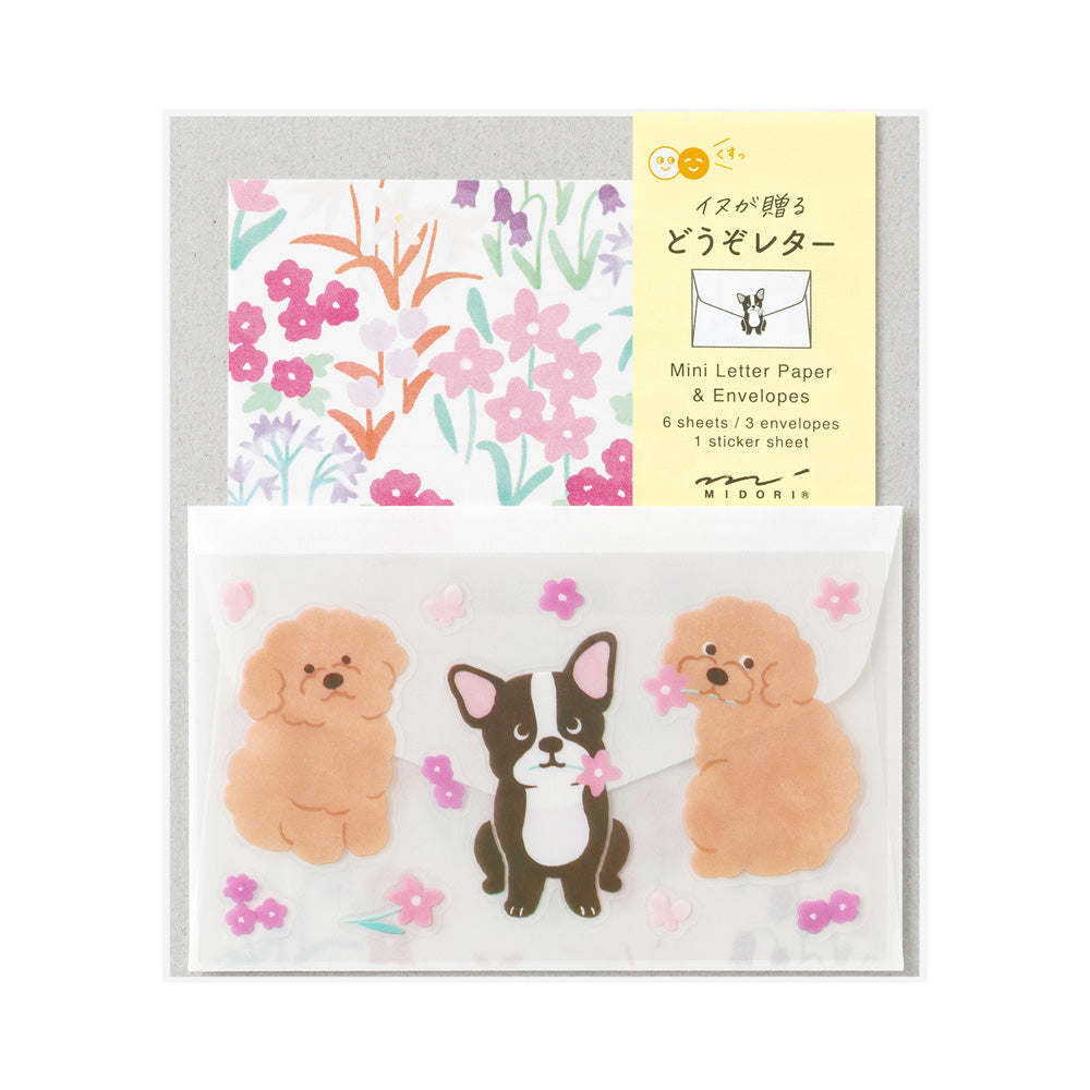 Midori Mini Letter Set - Dogs & Flowers