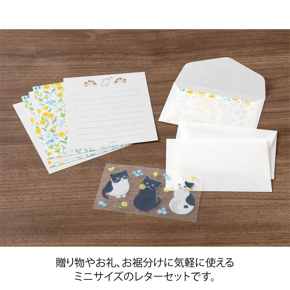 Midori Mini Letter Set - Cats & Flowers