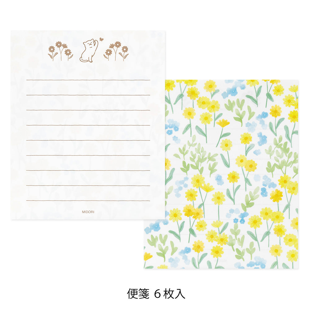 Midori Mini Letter Set - Cats & Flowers
