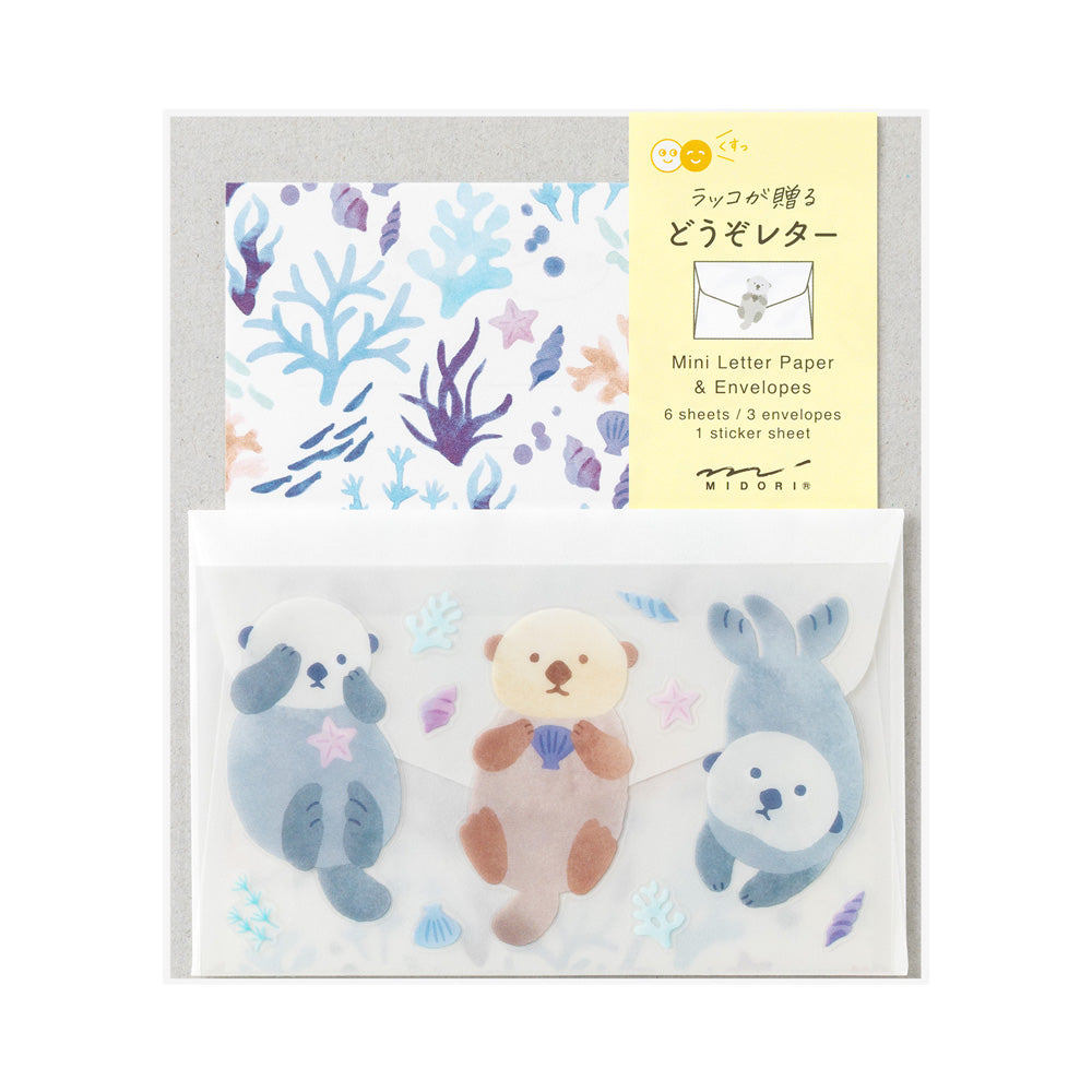 Midori Mini Letter Set - Sea Otters & Flowers