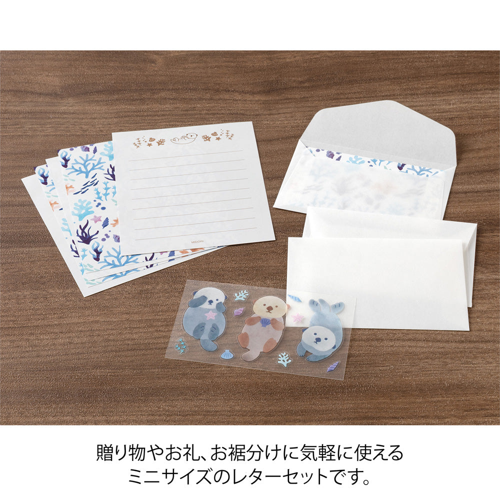 Midori Mini Letter Set - Sea Otters & Flowers
