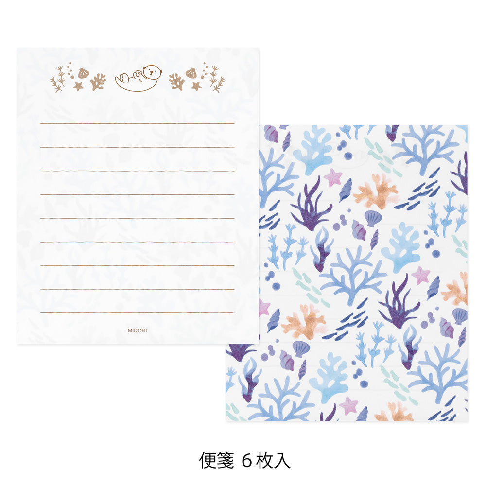 Midori Mini Letter Set - Sea Otters & Flowers