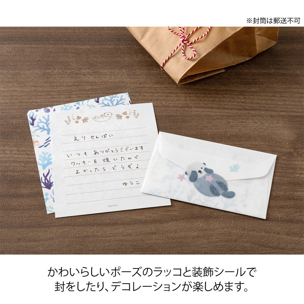Midori Mini Letter Set - Sea Otters & Flowers