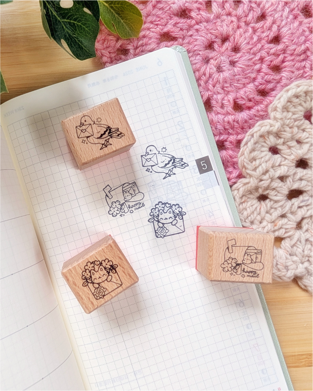 Happy Mailbunny Small Wood Stamp