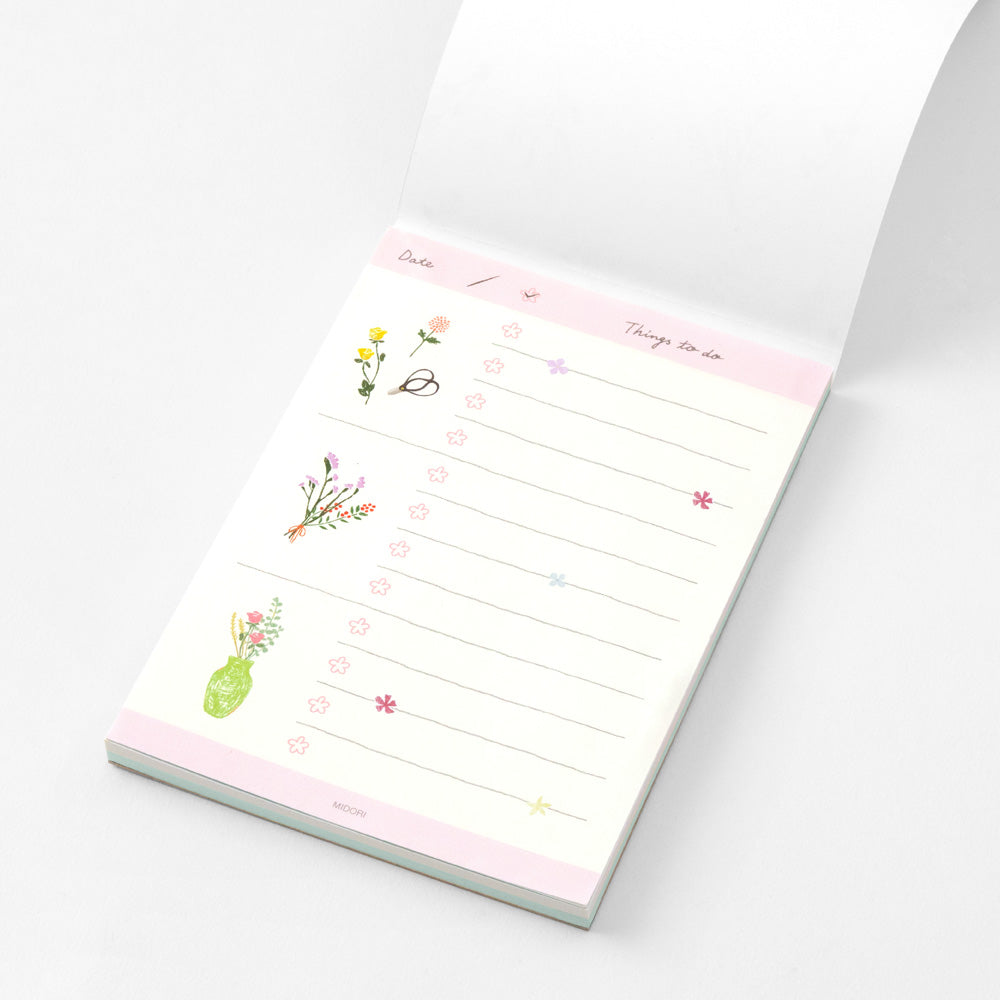 Midori To Do Memo Pad - Dried Flowers
