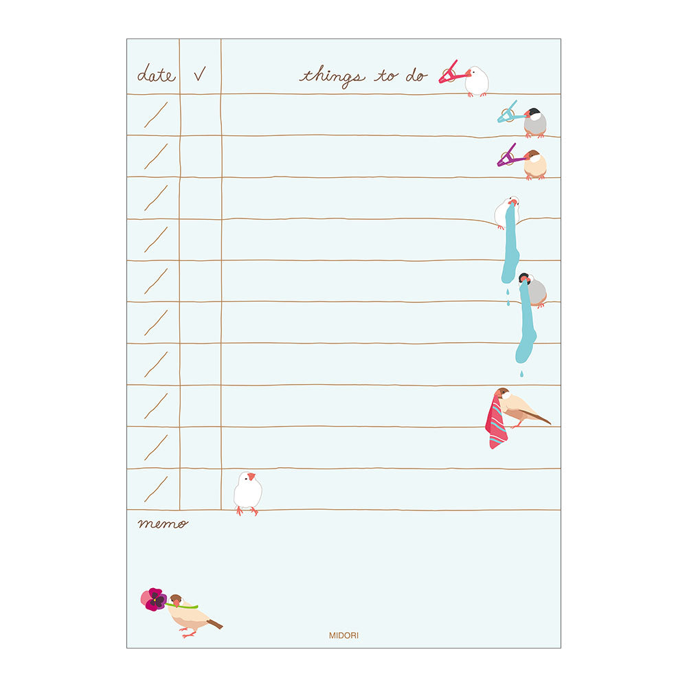 Midori To Do Memo Pad - Bird