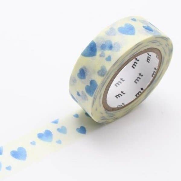mt Washi Tape - Heart Stamp Blue