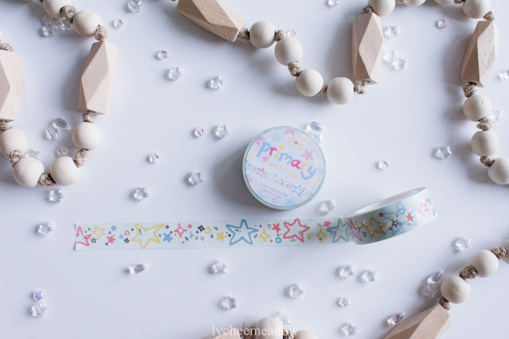Primary Stars Silver Metallic Foil Washi Tape