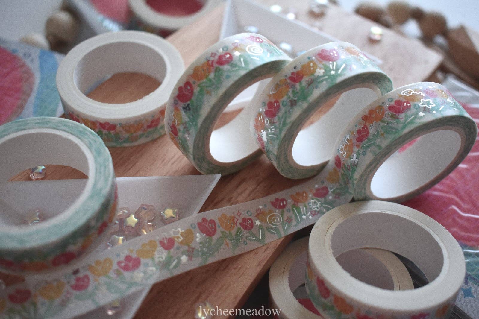 Tulips Silver Metallic Foil Washi Tape