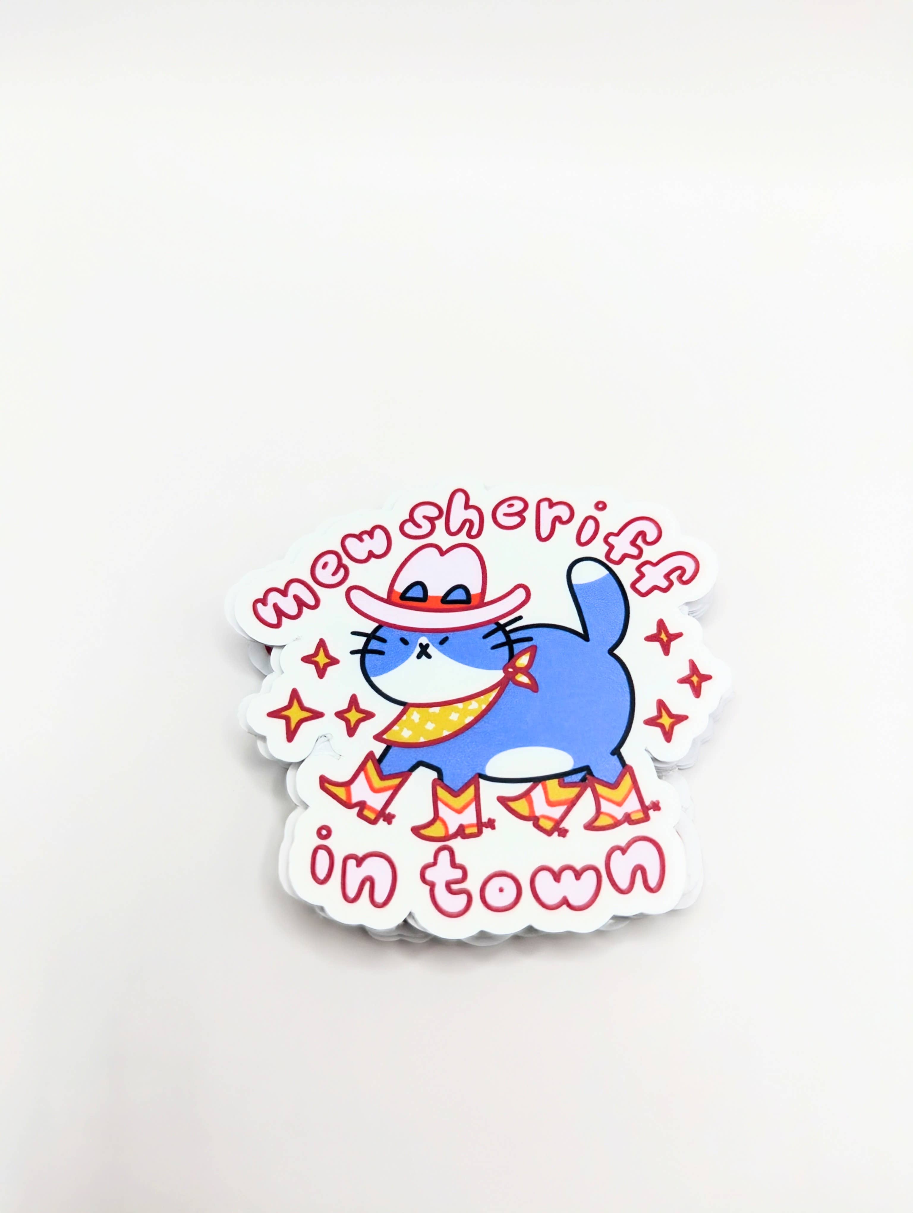 "Mew Sheriff In Town" Cowboy Cat Vinyl Sticker