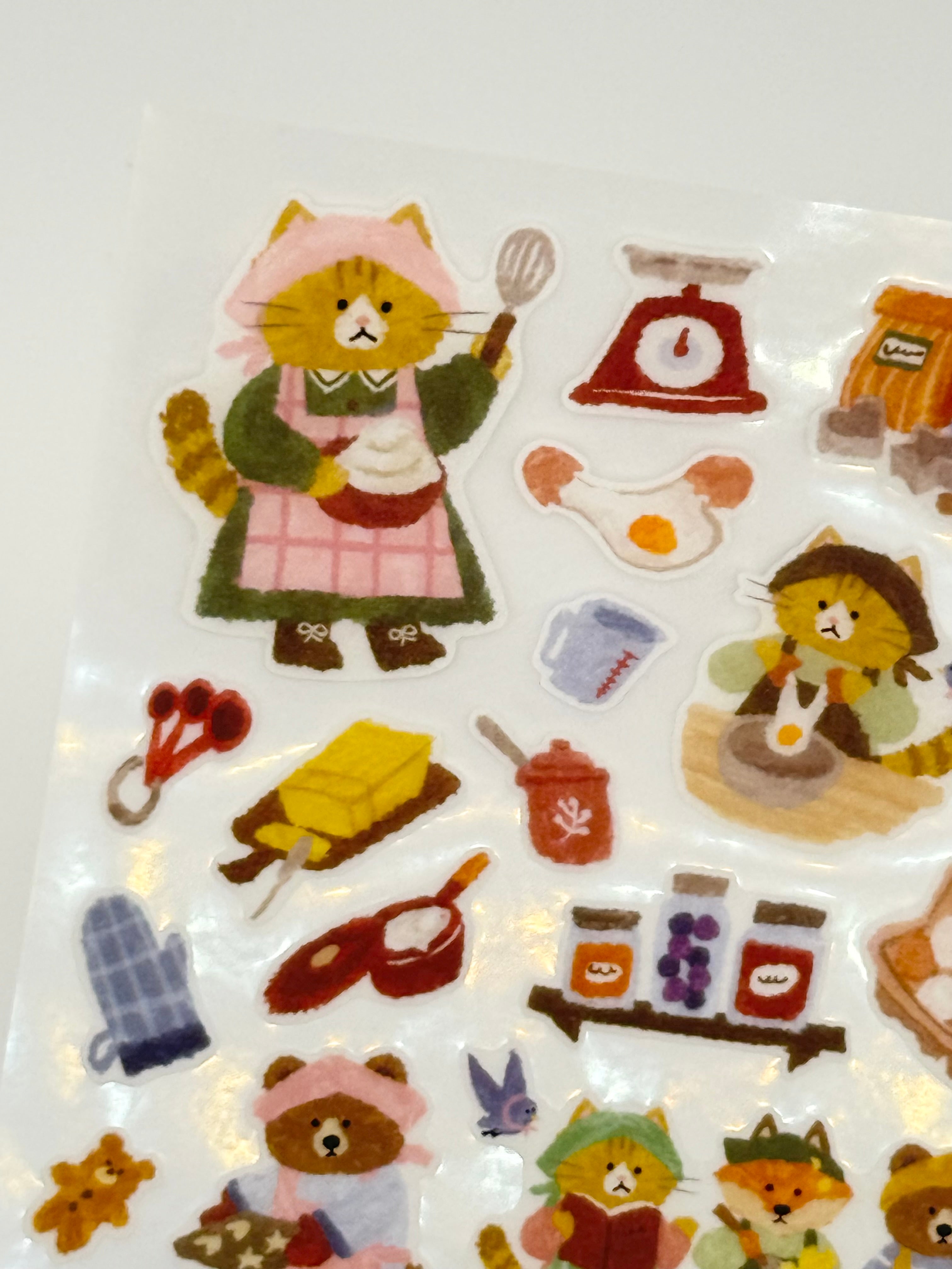 MindWave Kitera Sticker Sheet - Merry Friends Series - Cat no Cooking